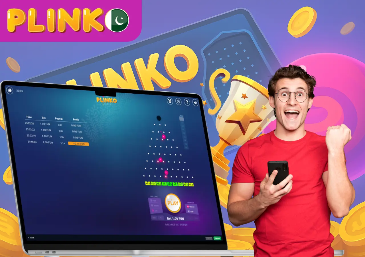 Excited player winning casino game on Pakistan